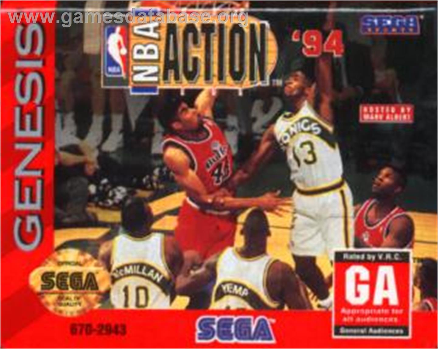 Nba Action '95 Starring David Robinson - Sega Nomad - Artwork - Cartridge