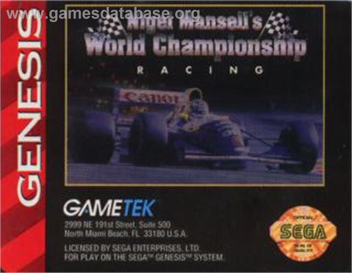 Nigel Mansell's World Championship - Sega Nomad - Artwork - Cartridge