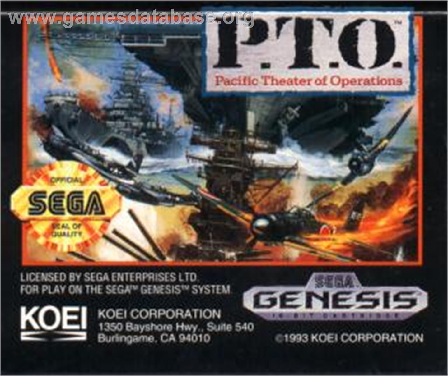 P.T.O.: Pacific Theater of Operations - Sega Nomad - Artwork - Cartridge