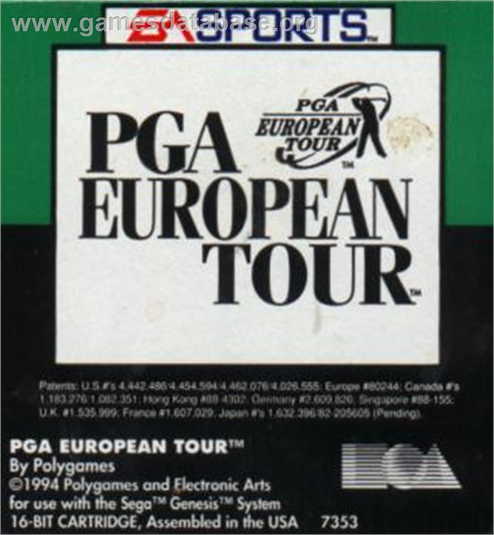 PGA European Tour - Sega Nomad - Artwork - Cartridge