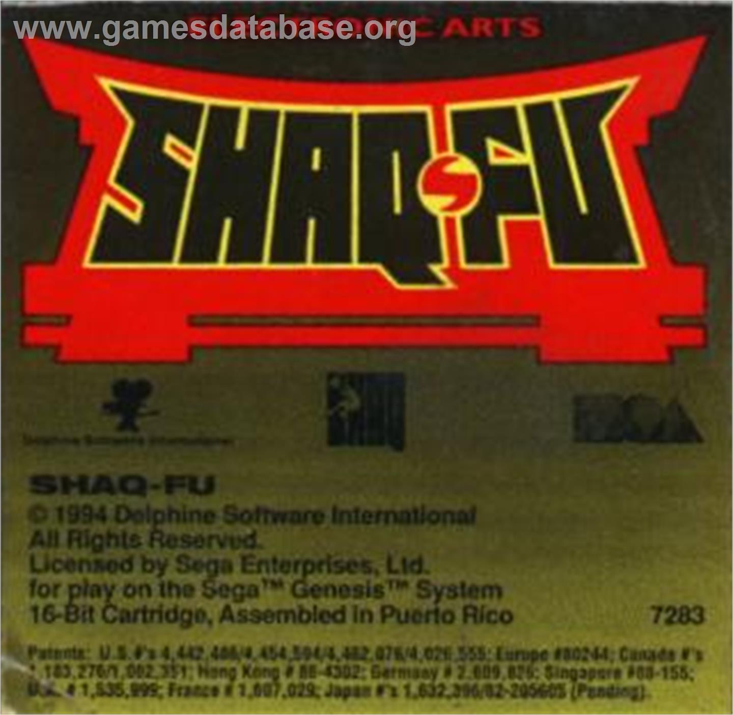 Shaq-fu - Sega Nomad - Artwork - Cartridge
