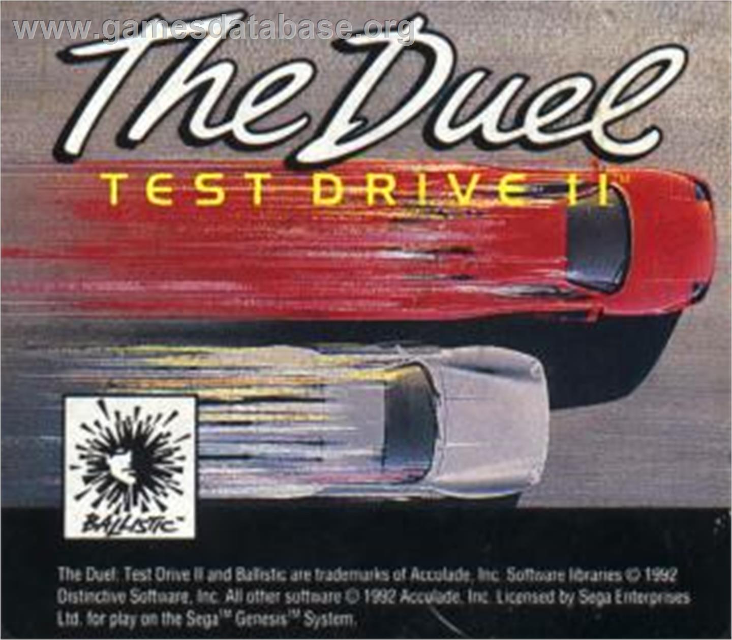 Test Drive II - The Duel - Sega Nomad - Artwork - Cartridge