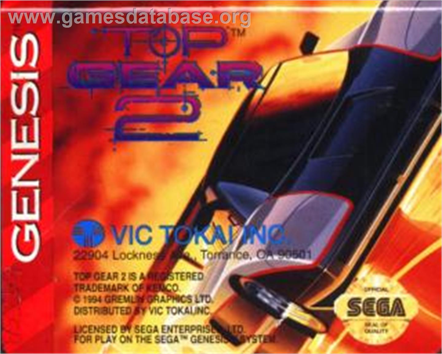 Top Gear 2 - Sega Nomad - Artwork - Cartridge