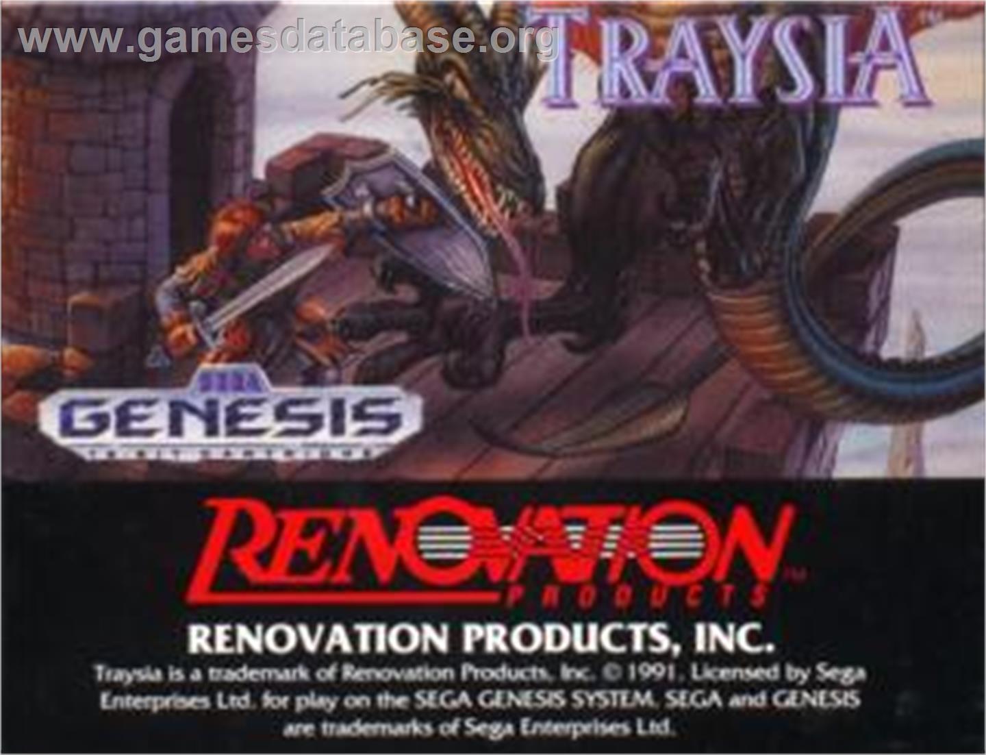 Traysia - Sega Nomad - Artwork - Cartridge