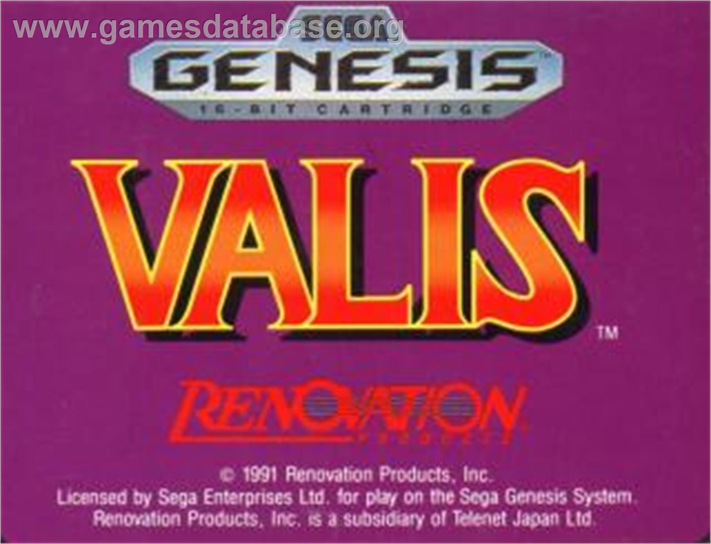 Valis - The Fantasm Soldier - Sega Nomad - Artwork - Cartridge
