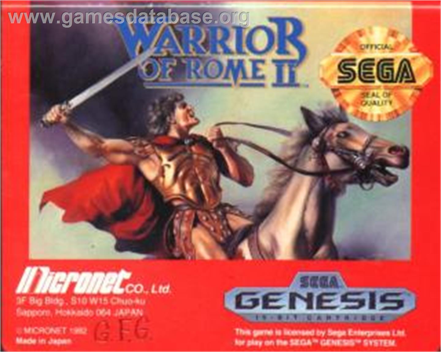 Warrior of Rome 2 - Sega Nomad - Artwork - Cartridge
