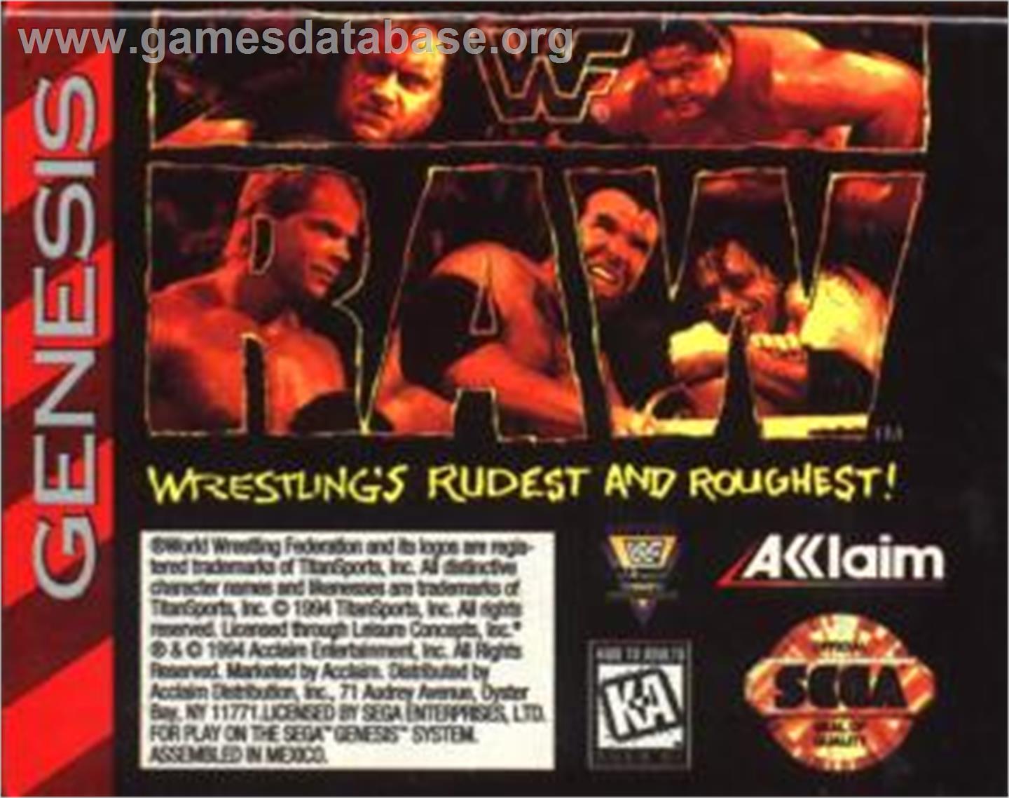 Wwf Raw - Sega Nomad - Artwork - Cartridge