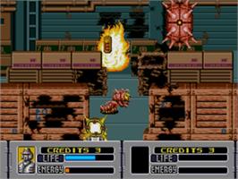 In game image of Alien Storm on the Sega Nomad.