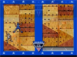 In game image of American Gladiators on the Sega Nomad.
