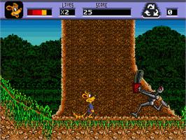 In game image of Awesome Possum Kicks Dr. Machino's Butt on the Sega Nomad.
