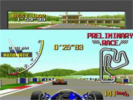 In game image of Ayrton Senna's Super Monaco GP 2 on the Sega Nomad.