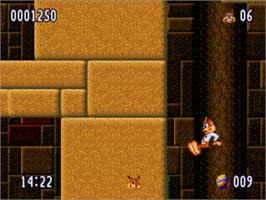 In game image of Bubsy 2 on the Sega Nomad.