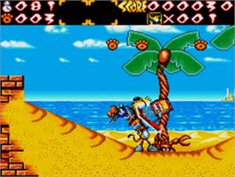 In game image of Chester Cheetah: Wild Wild Quest on the Sega Nomad.
