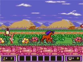 In game image of Crystal's Pony Tale on the Sega Nomad.