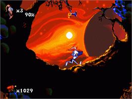 In game image of Earthworm Jim 2 on the Sega Nomad.