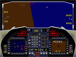 In game image of F-22 Interceptor - Advanced Tactical Fighter on the Sega Nomad.