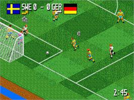In game image of Fever Pitch Soccer on the Sega Nomad.