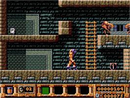 In game image of Gods on the Sega Nomad.