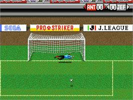 In game image of J. League Pro Striker 2 on the Sega Nomad.