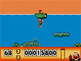 In game image of James Pond on the Sega Nomad.