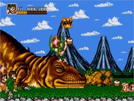 In game image of Joe And Mac - Caveman Ninja on the Sega Nomad.