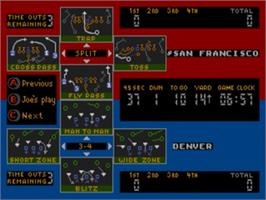 In game image of Joe Montana Football on the Sega Nomad.