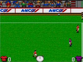 In game image of Kick Off 3 - European Challenge on the Sega Nomad.