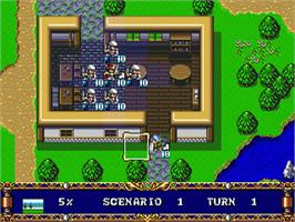 In game image of Langrisser 2 on the Sega Nomad.