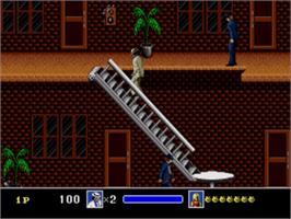 In game image of Michael Jackson's Moonwalker on the Sega Nomad.