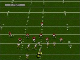 In game image of NFL Football '94 Starring Joe Montana on the Sega Nomad.