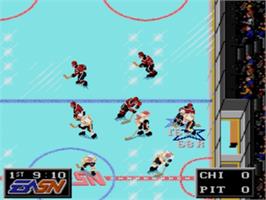 In game image of NHLPA Hockey '93 on the Sega Nomad.