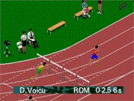 In game image of Olympic Summer Games on the Sega Nomad.