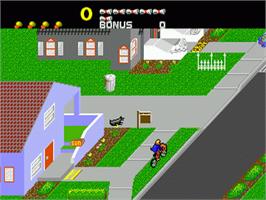 In game image of Paperboy on the Sega Nomad.