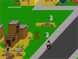 In game image of Paperboy 2 on the Sega Nomad.