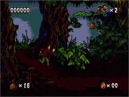 In game image of Pitfall - The Mayan Adventure on the Sega Nomad.