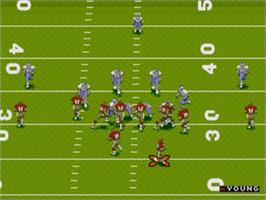 In game image of Prime Time Nfl Starring Deion Sanders on the Sega Nomad.