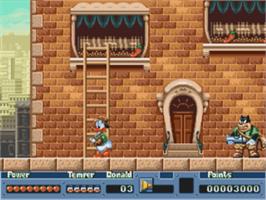 In game image of QuackShot starring Donald Duck on the Sega Nomad.