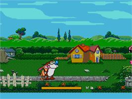 In game image of Ren And Stimpy Show Presents - Stimpy's Invention, The on the Sega Nomad.