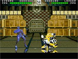 In game image of Rise Of The Robots on the Sega Nomad.