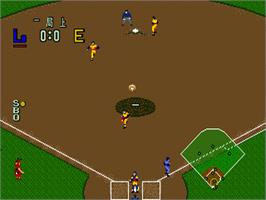 In game image of Shi Jie Zhi Bang Zheng Ba Zhan - World Pro Baseball 94 on the Sega Nomad.