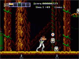 In game image of Strider 2 on the Sega Nomad.