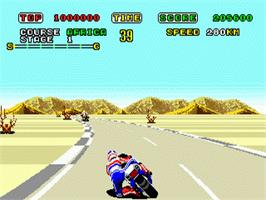 In game image of Super Hang-on on the Sega Nomad.