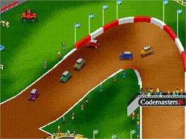 In game image of Super Skidmarks on the Sega Nomad.