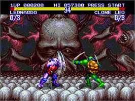 In game image of Teenage Mutant Ninja Turtles - Tournament Fighters on the Sega Nomad.