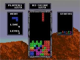 In game image of Tetris on the Sega Nomad.