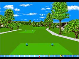 In game image of True Golf Classics: Pebble Beach Golf Links on the Sega Nomad.