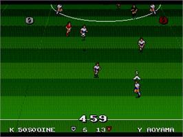 In game image of Ultimate Soccer on the Sega Nomad.