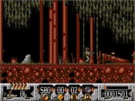 In game image of Universal Soldier on the Sega Nomad.