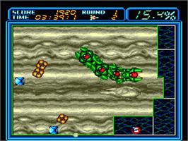 In game image of Volfied on the Sega Nomad.