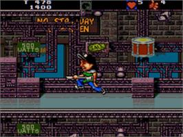In game image of Wayne's World on the Sega Nomad.